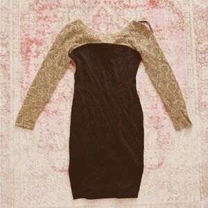 Yes Clothing, Woman’s Vintage 1960’s Black and Gold Long Sleeve Dress